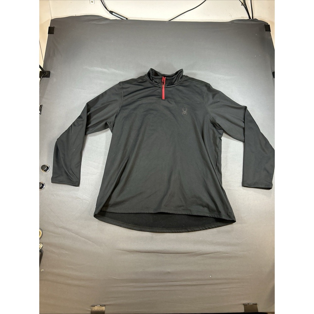 Spyder black Men's Sweatshirt Size L Lightweight 1/4 Zip Mock Neck Sweater